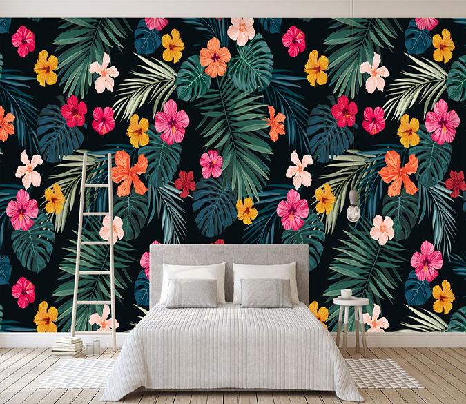 3D Shrub Leaves Flowers 040 Wallpaper AJ Wallpaper 