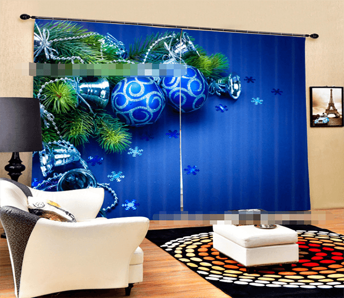 3D Christmas Tree Twinkle Balls 2065 Curtains Drapes Wallpaper AJ Wallpaper 