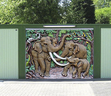 3D Elephants Family 425 Garage Door Mural Wallpaper AJ Wallpaper 