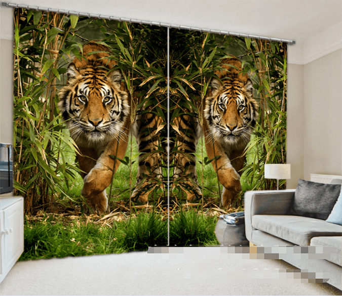 3D Bamboos And Tigers 959 Curtains Drapes Wallpaper AJ Wallpaper 