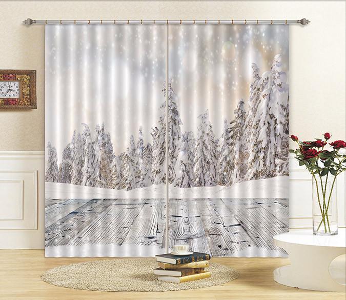 3D Snowing Forest 461 Curtains Drapes Wallpaper AJ Wallpaper 