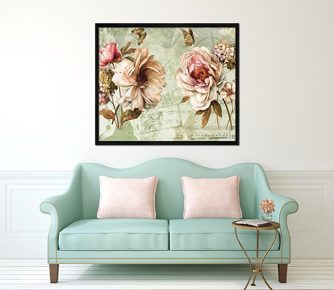 3D Flower Open 040 Fake Framed Print Painting Wallpaper AJ Creativity Home 