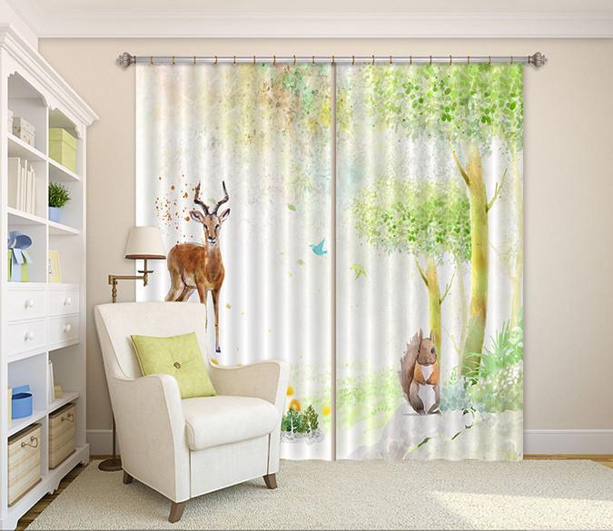 3D Trees Animals 117 Curtains Drapes Wallpaper AJ Wallpaper 