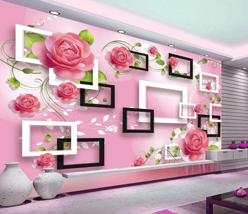 Pink Flowers And Frames Wallpaper AJ Wallpaper 