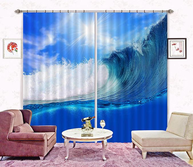 3D Sea Huge Wave 23 Curtains Drapes Wallpaper AJ Wallpaper 