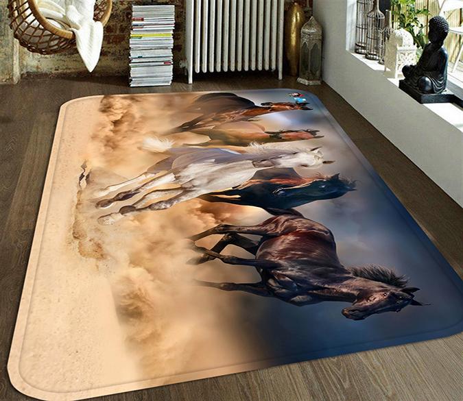 3D Running Horses 96 Non Slip Rug Mat Mat AJ Creativity Home 