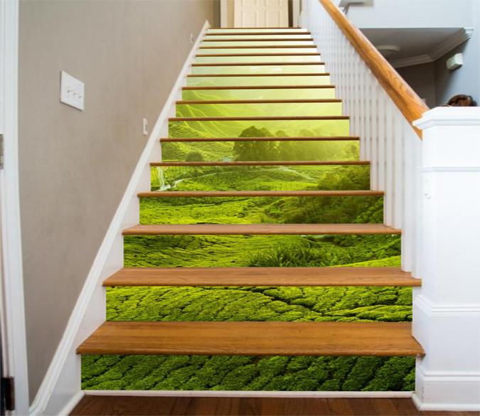 3D Tea Mountains 214 Stair Risers Wallpaper AJ Wallpaper 