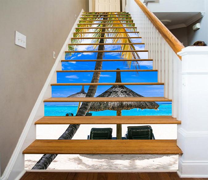 3D Beach Scenery 1453 Stair Risers Wallpaper AJ Wallpaper 