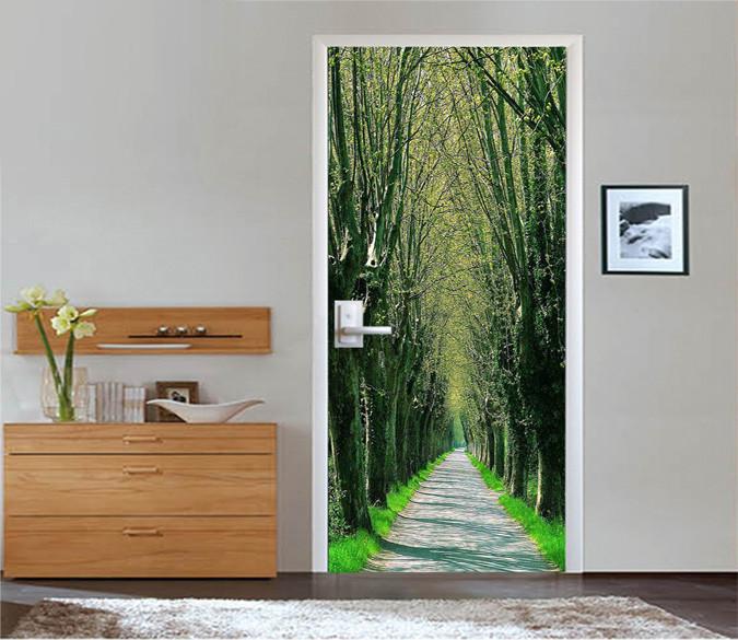 3D Roadside Bare Trees 02 Door Mural Wallpaper AJ Wallpaper 