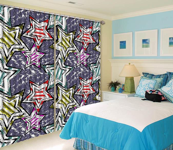 3D Stars Pattern 561 Curtains Drapes Wallpaper AJ Wallpaper 