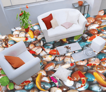 3D Colorful Stones Floor Mural Wallpaper AJ Wallpaper 2 
