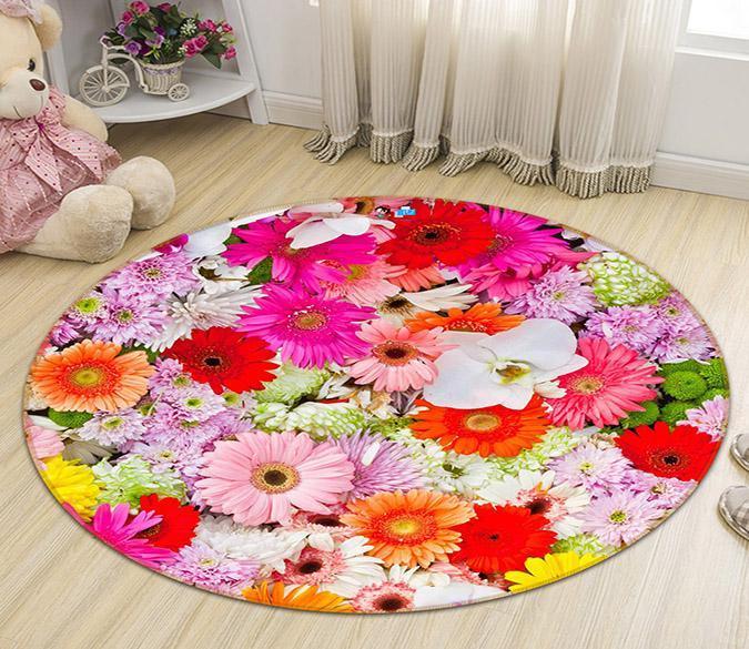 3D Bright Flowers 99 Round Non Slip Rug Mat Mat AJ Creativity Home 