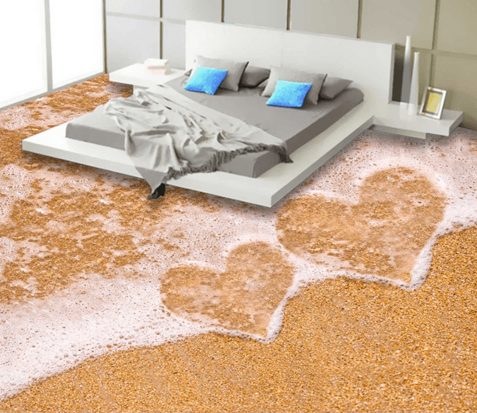 3D Romantic Beach Floor Mural Wallpaper AJ Wallpaper 2 