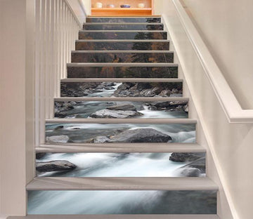 3D Mountain River Rocks 907 Stair Risers Wallpaper AJ Wallpaper 