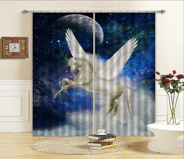3D Stars Sky Flying Horse Curtains Drapes Wallpaper AJ Wallpaper 
