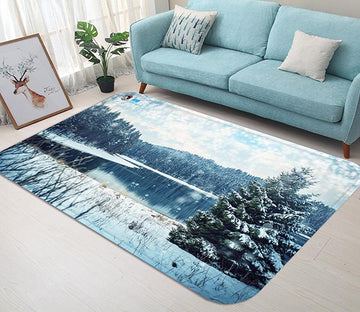 3D Lake Snowing Scenery 90 Non Slip Rug Mat Mat AJ Creativity Home 