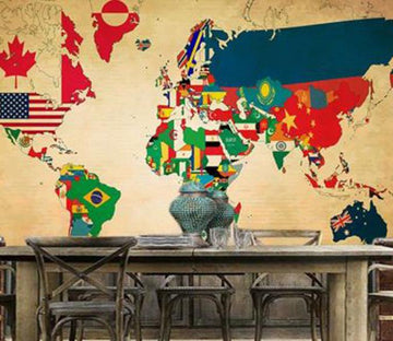 Flag World Map Wallpaper AJ Wallpaper 