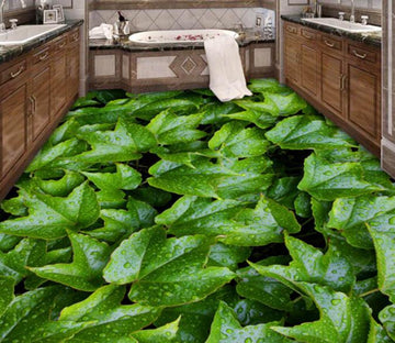 3D Green Leaves Floor Mural Wallpaper AJ Wallpaper 2 