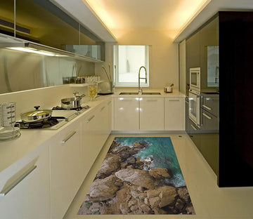 3D Sea Stones Coast Kitchen Mat Floor Mural Wallpaper AJ Wallpaper 