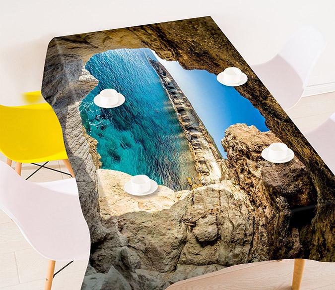 3D Coast Cave Sea Scenery 669 Tablecloths Wallpaper AJ Wallpaper 