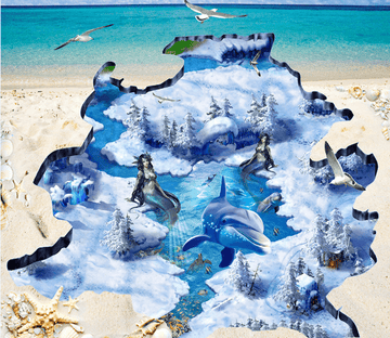 3D Snowfield Mermaids Floor Mural Wallpaper AJ Wallpaper 2 