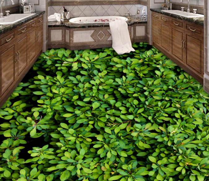 3D Fresh Green Leaves Floor Mural Wallpaper AJ Wallpaper 2 