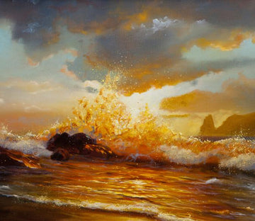 Waves Hitting Stones Wallpaper AJ Wallpaper 