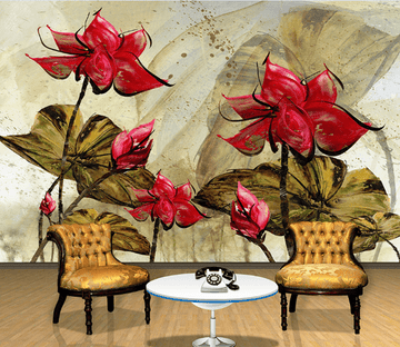 3D Red Lotus 058 Wallpaper AJ Wallpaper 