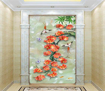 3D Jade Flower Butterfly 385 Wallpaper AJ Wallpaper 