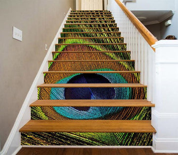 3D Peacock Tail Feather 1109 Stair Risers Wallpaper AJ Wallpaper 