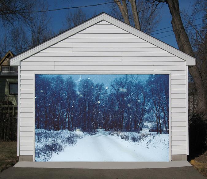 3D Snowing Forest Road 131 Garage Door Mural Wallpaper AJ Wallpaper 