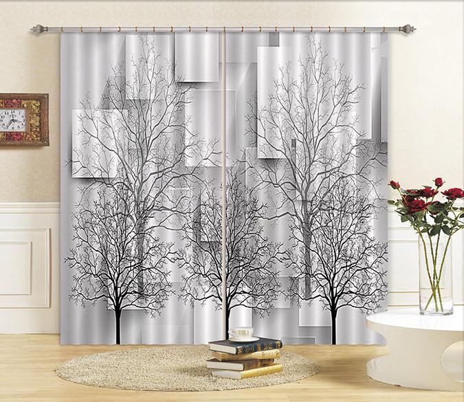 3D Bare Trees Parallelograms 458 Curtains Drapes Wallpaper AJ Wallpaper 