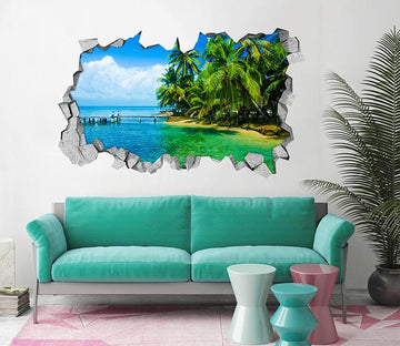 3D Tropical Sea Scenery 044 Broken Wall Murals Wallpaper AJ Wallpaper 