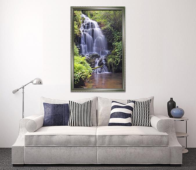 3D Mountain Stone Waterfall 122 Fake Framed Print Painting Wallpaper AJ Creativity Home 