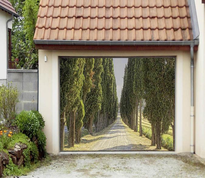 3D Road Trees Rows 350 Garage Door Mural Wallpaper AJ Wallpaper 