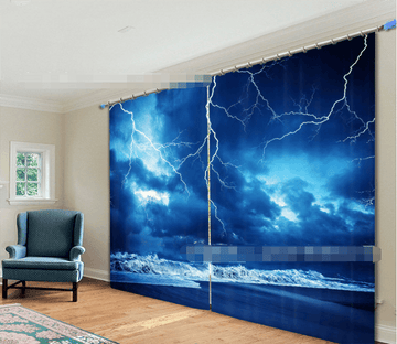 3D Lightning Beach 2184 Curtains Drapes Wallpaper AJ Wallpaper 