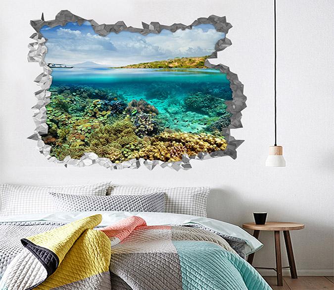 3D Blue Sea Corals 195 Broken Wall Murals Wallpaper AJ Wallpaper 