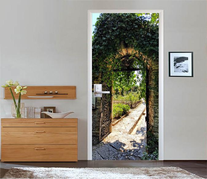 3D Gate Green Vine 15 Door Mural Wallpaper AJ Wallpaper 