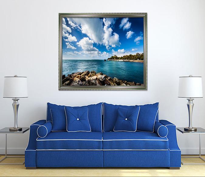3D Beautiful Sea 002 Fake Framed Print Painting Wallpaper AJ Creativity Home 