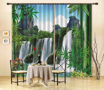 3D Waterfall Bamboos 177 Curtains Drapes Wallpaper AJ Wallpaper 