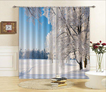 3D Snow Covered Trees Scenery 680 Curtains Drapes Wallpaper AJ Wallpaper 