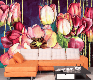 Graffiti Red Flowers Wallpaper AJ Wallpaper 