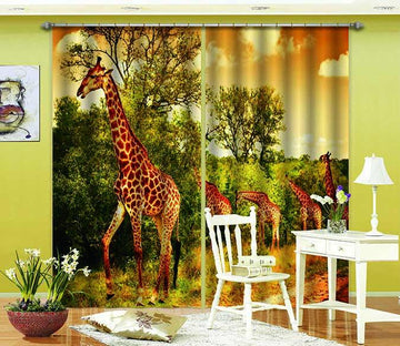 3D Forest Road Giraffes 779 Curtains Drapes Wallpaper AJ Wallpaper 