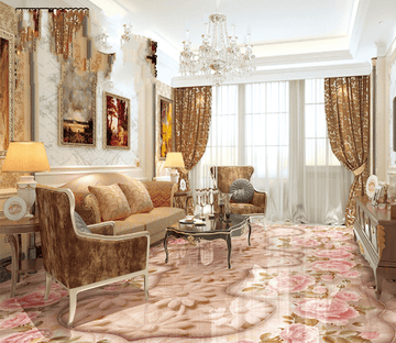 3D Pink Flowers Pattern Floor Mural Wallpaper AJ Wallpaper 2 
