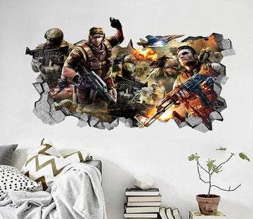 3D Battlefield Warriors 5 Broken Wall Murals Wallpaper AJ Wallpaper 