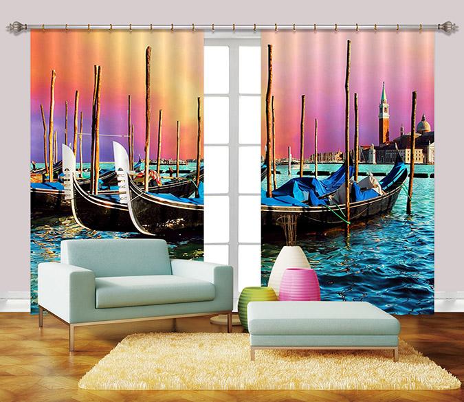 3D Venice Boats 2375 Curtains Drapes Wallpaper AJ Wallpaper 