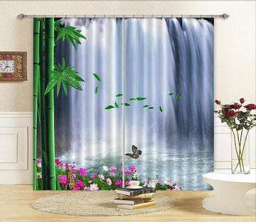 3D Waterfall Bamboos 168 Curtains Drapes Wallpaper AJ Wallpaper 