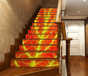 3D Bright Leaf Veins 1110 Stair Risers Wallpaper AJ Wallpaper 