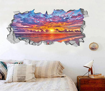 3D Sea Sunset Color Clouds 308 Broken Wall Murals Wallpaper AJ Wallpaper 