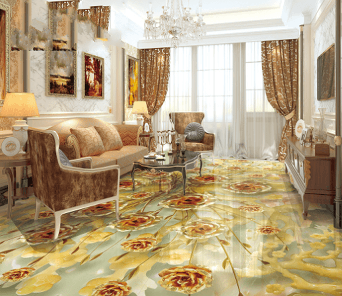3D Metal Floral Floor Mural Wallpaper AJ Wallpaper 2 